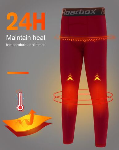 Roadbox Kids Fleece Lined Leggings - 2 Pack Boys Thermal Tights Youth Sports Basketball Compression Pants for Cold Weather in Saudi Arabia