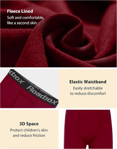 Roadbox Kids Fleece Lined Leggings - 2 Pack Boys Thermal Tights Youth Sports Basketball Compression Pants for Cold Weather in Saudi Arabia