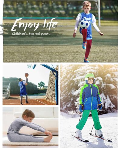 Roadbox Kids Fleece Lined Leggings - 2 Pack Boys Thermal Tights Youth Sports Basketball Compression Pants for Cold Weather in Saudi Arabia