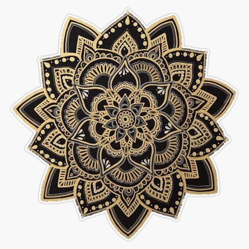 Metallic Gold and Black Mandala Bumper Sticker Vinyl Decal 5" in Saudi Arabia