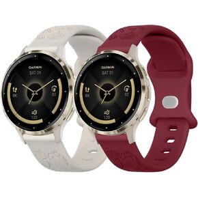 فرقة ساعة زهرية 18 ملم لـ Garmin Venu 3S ، حزام مراقبة السيليكون السريع لـ Garmin Venu 2S/Vivoactive 4S (حزمة 2 ، عاج/رمادي) in Kuwait