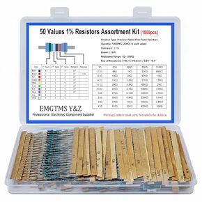 40 Values 400 Pcs 1/2W Resistor Kit 1Ω-1MΩ ±1% Metal Film Resistors Assortment for Electronics Projects and DIY Experiments in Kuwait
