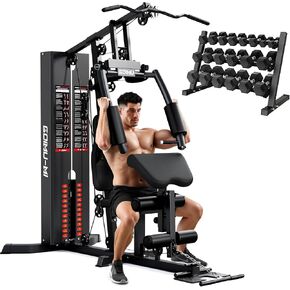 Home Gym, M1 Workout Station with 140LBS Weight Stack, Multifunctional Home Gym Equipment with Pulley System for Full Body Strength Training in Kuwait