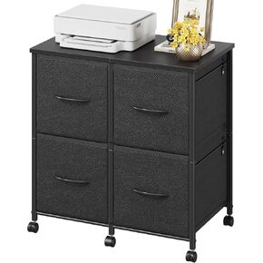 4 Drawer Lateral File Cabinet, Mobile Filing Cabinet for Large Printer, Home Office Functional Small Office Storage Cabinet & Printer Stand, Fabric Drawer, Fits Letter/A4, Rustic Brown in Kuwait
