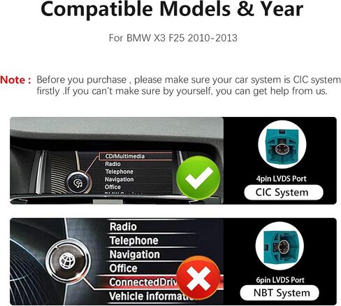 Ultra Narrow 12.3-inch 1920 * 720 Car Radio for BMW X3 F25 X4 F26 NBT Carplay Android Auto Multimedia Audio Stereo Upgrade Touch Screen Bluetooth(Linux NBT System) in Kuwait