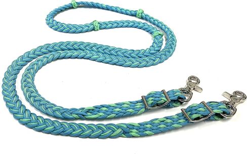 barrel reins with adjustable grip knots neon turquoise and mint 1" wide in Saudi Arabia