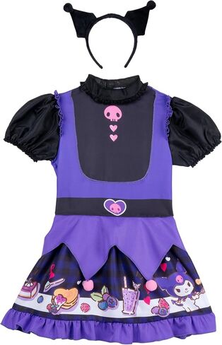 Hello Kitty و Friends Kuromi فستان Halloween الرسمي للشباب - فستان مطبوع بجودة عالية مع عقال in Saudi Arabia