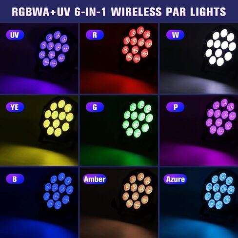 مصابيح بار قابلة لإعادة الشحن تضيء أضواء المسرح RGBWA+UV 6 في 1 LED التي تعمل بالبطارية مع جهاز تحكم عن بعد وDMX، يتم تنشيط الصوت للمهرجانات وحفلات الزفاف والحانات والكنائس ودي جي in Kuwait