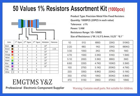 40 قيم 400 PCS 1/2W KITTOR 1Ω-1MΩ ± 1 ٪ مقاومات فيلم المعادن تشكيلة لمشاريع الإلكترونيات وتجارب DIY in Kuwait