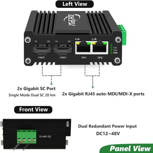 Mini Industrial 2 Port Ethernet Switch مع فتحة SFP ، مفتاح شبكة Gigabit المتصلب الذي يدعم قفرة DIN ، 12 ~ 48VDC مدخلات الطاقة ، -40 درجة فهرنهايت إلى 176 درجة فهرنه in Kuwait