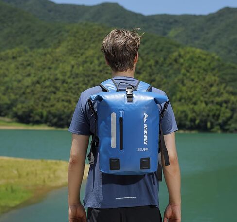 MARCHWAY Roll Top Waterproof Backpack, Floating Dry Bag 20L/30L/45L with Ergonomic Rectangular Base, Cushioned Back, Hip Strap for Hiking Camping Kayaking Travel (Army Green, 45L) in Saudi Arabia