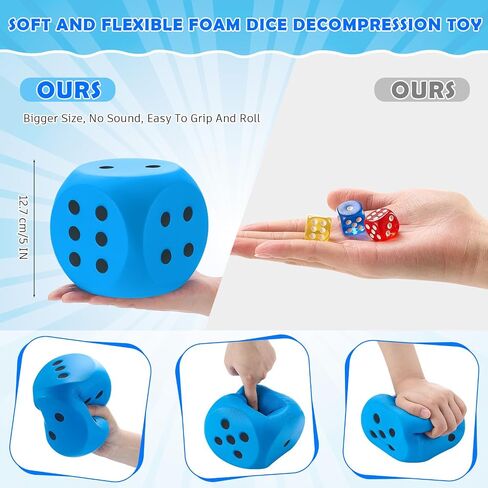 Zomiboo Giant 5 بوصة الرغوة الزهر المرح ملء لعبة تعليمية كبيرة PU Foam Big Cube Building لحفلات الكازينو ، وجلسات تعلم الرياضيات واللياقة البدنية (أبيض) in Kuwait