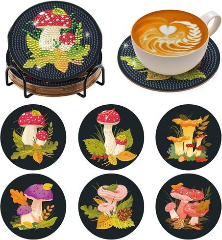 Zynlio Halloween Diamond Paints Coasters مجموعات مع حامل ، فن الهالوين الماس ، وقائحة Diy Diamond Crafts للبالغين ، ومجموعات الطلاء الفنية الماس للنساء ، والمبتدئين ، لوازم الحرف الماسية in Kuwait