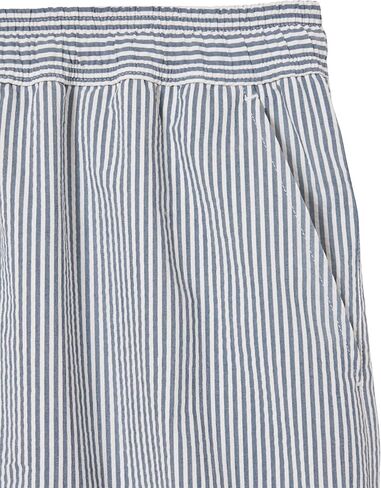 Lacoste Men's Striped Seersucker Swim Trunks, White & Dark Teal, Medium in Kuwait