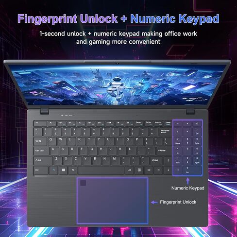 15.6 "FHD Business Captop ، 12GB RAM 512GB SSD ، N95 Processor ، Windows 11 Pro مع Office 2024 ، أمان بصمات الأصابع ، عمر البطارية الطويل ، الأسود in Saudi Arabia