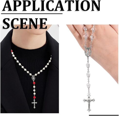 SUNNYCLUE 696Pcs Rosary Making Kits Vintage Crucifix Pendants Easter Cross Link Charms Rosary Crosses Red Pink Rose Bead Imitation Pearl Beads for Jewelry Making Supplies DIY Necklace Bracelets in Saudi Arabia