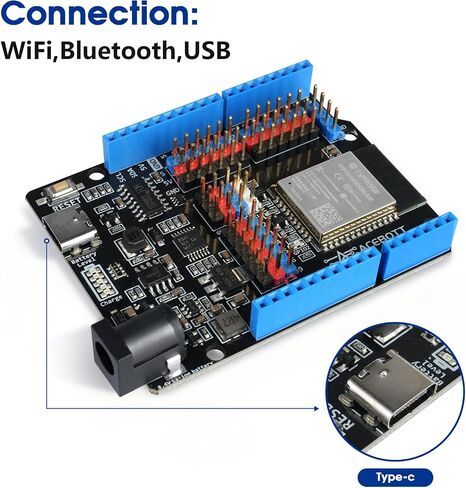 Leonardo R3 Board Atmega32u4 for Arduino, Leonardo Microcontroller Development Board with Type-C USB Cable, DIY Starter Kit, Input Voltage 7-12V, 16MHZ, 20 Digital 1/0 pins Support PWM, SRAM 2.5KB in Kuwait