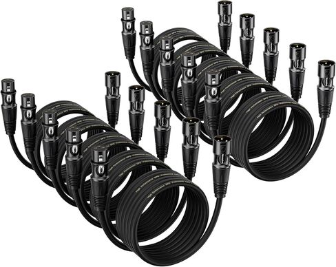 كابلات XLR بطول 3 أقدام و10 حزم - كابل ميكروفون من ذكر إلى أنثى مع كابلات سماعات XLR متوازنة ومحمية بثلاثة دبابيس وكابل ميكروفون in Kuwait