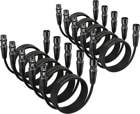 كابلات XLR بطول 3 أقدام و10 حزم - كابل ميكروفون من ذكر إلى أنثى مع كابلات سماعات XLR متوازنة ومحمية بثلاثة دبابيس وكابل ميكروفون in Kuwait