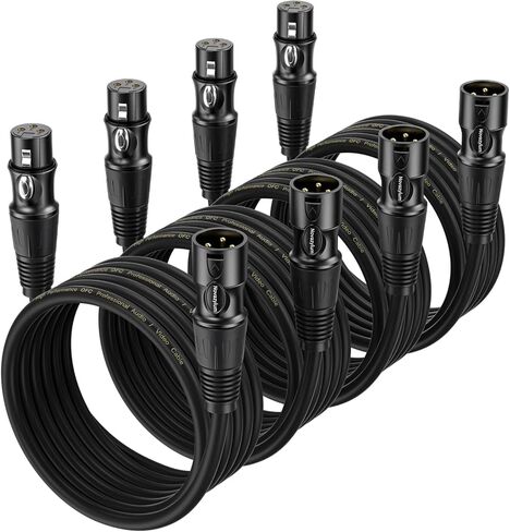 كابلات XLR بطول 3 أقدام و10 حزم - كابل ميكروفون من ذكر إلى أنثى مع كابلات سماعات XLR متوازنة ومحمية بثلاثة دبابيس وكابل ميكروفون in Kuwait