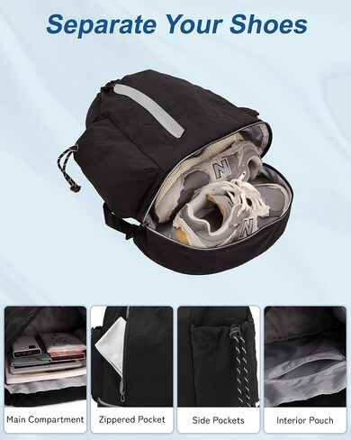 Drawstring Backpack for Men Women Water-Resistant Gym Bag with Shoe Compartment Lightweight String Sport Sackpack for Basketball Soccer Swimming and Travel, Black in Kuwait