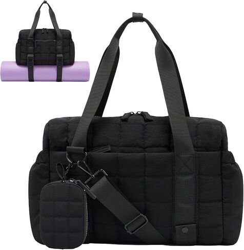 Small Gym Bag for Women, Puffy Sports Duffel Bag with Yoga Mat Holder, Gym Tote Bag with Wet Pocket & Coin Wallet, Carry on Bag for Workout Dance Pilates Ballet Swimming Travel in Saudi Arabia