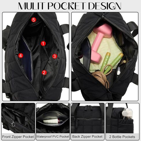 Small Gym Bag for Women, Puffy Sports Duffel Bag with Yoga Mat Holder, Gym Tote Bag with Wet Pocket & Coin Wallet, Carry on Bag for Workout Dance Pilates Ballet Swimming Travel in Saudi Arabia