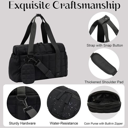 Small Gym Bag for Women, Puffy Sports Duffel Bag with Yoga Mat Holder, Gym Tote Bag with Wet Pocket & Coin Wallet, Carry on Bag for Workout Dance Pilates Ballet Swimming Travel in Saudi Arabia
