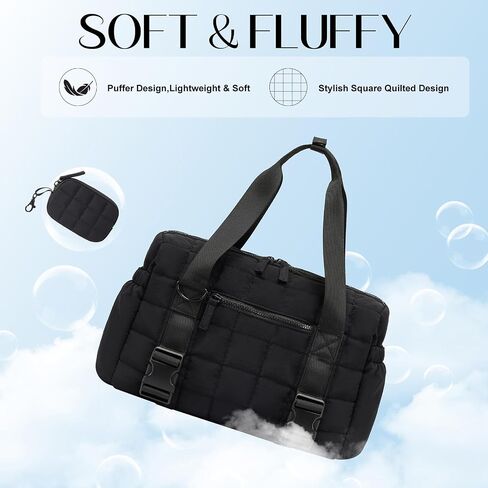 Small Gym Bag for Women, Puffy Sports Duffel Bag with Yoga Mat Holder, Gym Tote Bag with Wet Pocket & Coin Wallet, Carry on Bag for Workout Dance Pilates Ballet Swimming Travel in Saudi Arabia