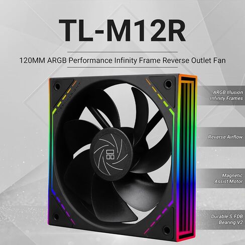 Thermalright TL-M12RW CPU Fan 120mm Case Cooler Fan ARGB, 4pin PWM Connector Silent Computer Fan with S-FDB Bearing,Desktop Cooling Fan has Side ARGB Mirror Light Effect, Inverted Fan(TL-M12RW) in Saudi Arabia