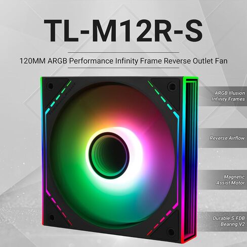Thermalright TL-M12RW CPU Fan 120mm Case Cooler Fan ARGB, 4pin PWM Connector Silent Computer Fan with S-FDB Bearing,Desktop Cooling Fan has Side ARGB Mirror Light Effect, Inverted Fan(TL-M12RW) in Saudi Arabia