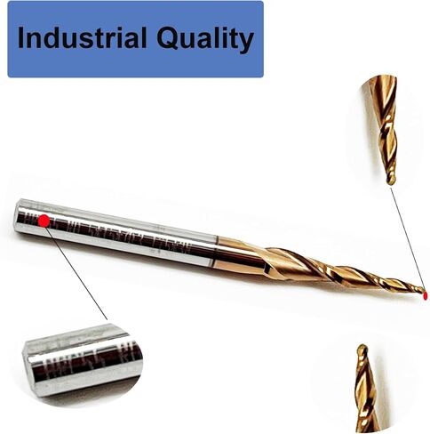 مجموعة 5pcs مطحنة نهاية أنف أنف مدببة - 1/8 "شانك ، دائرة نصف قطرها 0.25 مم (قطرها 0.5 مم) ، 5.09 ° لكل زاوية جانبية - أجهزة التوجيه CNC متميزة لدقة 3D خشبية ونحت التفاصيل ، in Saudi Arabia