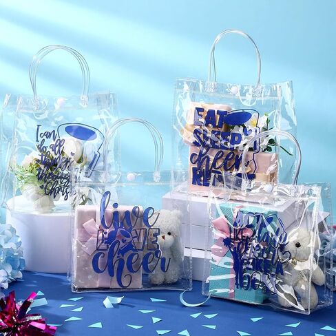 KACCTYEN 24 PCS CHEEPRIED GOODIE حقائب مع مقابض 8x8x3.15 بوصة PVC CLEAR CHEER TOTE TRAP in Saudi Arabia