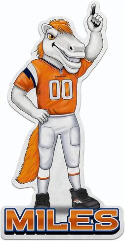 ريكو إندستريز NFL Football Denver Broncos Mascot "Miles" على شكل راية مقطوعة - ديكور المنزل وغرفة المعيشة - لباد ناعم EZ للتعليق in Saudi Arabia