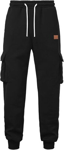 A WATERWANG بنطال رياضي من الصوف للرجال كاجوال من القطن مدبب برباط رياضي للركض مع جيوب in Kuwait