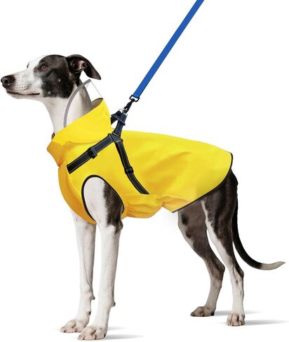 Dog Raincoat: Dog Rain Jacket with Reflective Harness & Removable Hood | Waterproof Dogs Rain Coat Poncho for Large Medium Small Dogs Puppies (Yellow - M) in Kuwait