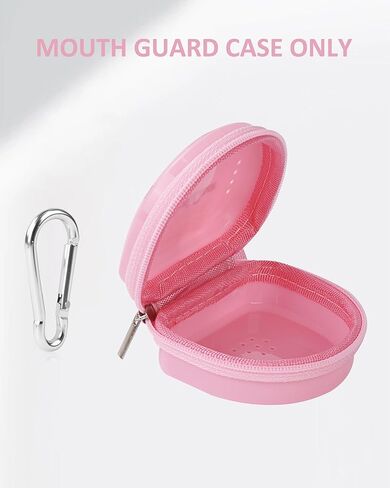 Mouth Guard Case with Zipper, Portable Carrying Retainer Mouthguard Case for Youth Football, Breathable Mouth Guard Boxing with Climbing Clip, Travel Storage Adult & Youth Sizes Pink in Kuwait