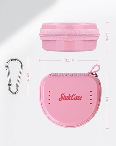 Mouth Guard Case with Zipper, Portable Carrying Retainer Mouthguard Case for Youth Football, Breathable Mouth Guard Boxing with Climbing Clip, Travel Storage Adult & Youth Sizes Pink in Kuwait