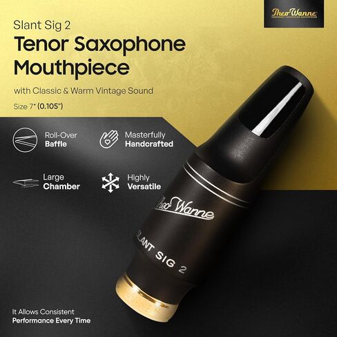 Theo Wanne Slant SIG 2 Tenor Saxophone Pukpicse - Roll -Over Over -paffle - متعددة الاستخدامات - رائعة لجميع الأنماط بما في ذلك صوت الجاز - صوت الرابط العتيق - مصنوع من المطاط الصلب in Kuwait