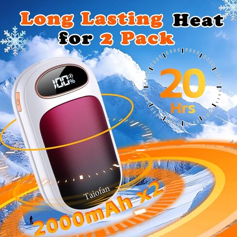 Hand Warmers Rechargeable,Hand Warmers 2 Pack-Electric Hand Warmer with LED Display,4 Levels Heat,Portable Reusable Pocket Heater for Raynauds,Hunting,Camping,Golf in Saudi Arabia