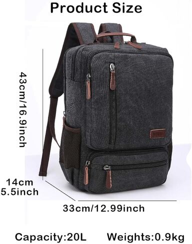 حقيبة الظهر القماشية القديمة ، مقاوم للمشي لمسافات طويلة ، حقائب الظهر Daypack Daypack للرجال والنساء يناسب 15.6 '' الكمبيوتر المحمول in Kuwait