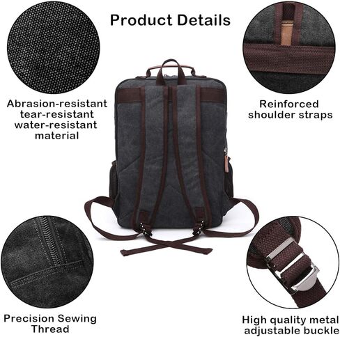 حقيبة الظهر القماشية القديمة ، مقاوم للمشي لمسافات طويلة ، حقائب الظهر Daypack Daypack للرجال والنساء يناسب 15.6 '' الكمبيوتر المحمول in Kuwait