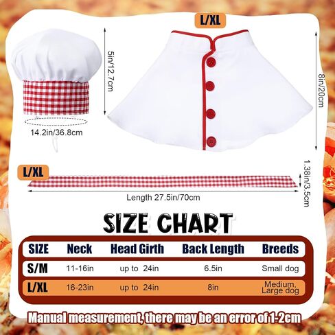 3 PCS Dog Chef Costume Chors تشمل ملابس قبعة الطهاة الكلب مع وشاح أحمر وأبيض منقوشة ملابس مضحكة ملابس عيد الهالوين للحيوانات الأليفة الصغيرة المتوسطة الكلاب (صغيرة) (صغيرة) in Kuwait