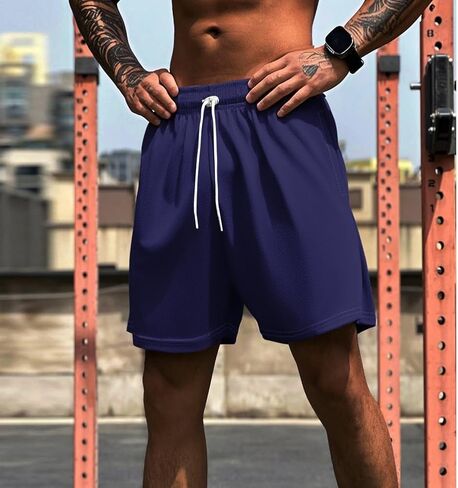 Mens Casual Workout Shorts Waist Drawstring Gym Running Quick Dry Tennis Basketball Shorts for Men in Saudi Arabia