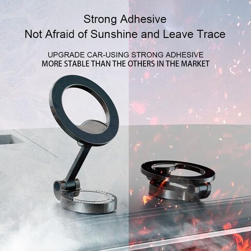 Magnetic Car Phone Holder Mount [360° Rotation] [Strong Adhesive] [N52 Magnet] Dashboard and Desk Metal Phone Mount, Universal Magnetic Phone Holder Anti-Shake for Off-Road,Black in Kuwait