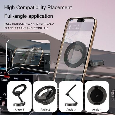Magnetic Car Phone Holder Mount [360° Rotation] [Strong Adhesive] [N52 Magnet] Dashboard and Desk Metal Phone Mount, Universal Magnetic Phone Holder Anti-Shake for Off-Road,Black in Kuwait