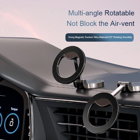 Magnetic Car Phone Holder Mount [360° Rotation] [Strong Adhesive] [N52 Magnet] Dashboard and Desk Metal Phone Mount, Universal Magnetic Phone Holder Anti-Shake for Off-Road,Black in Kuwait