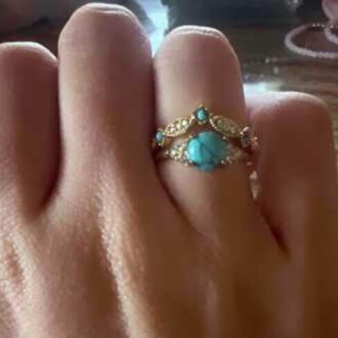Turquoise Rings for Women Cowgirl Western Outfits Cowboy Chic Jewelry Rhinestone Gold Knuckle Thumb Rings Boho Stackable Western Wedding Ring Cowgirl Costume Accessories in Saudi Arabia