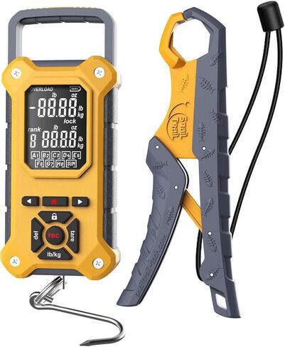 SNAIL TRAIL Fish Scale with 7.5'' Floating Lip Gripper, 50 lbs Digital Fishing Weigher with Hook & Clamp, Tournament Bass Culling Scale with 8 Srorage Bins, Boat Hanging Weight Scale, Gifts for Men in Kuwait