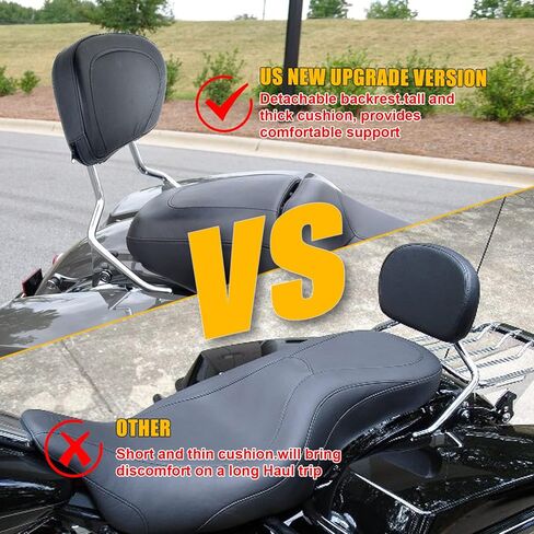 مسند سيسي بار قابل للانفصال عن مساعد الركاب المتوافق مع هارلي تورنج ، Fit for Road Glide Glide Road King Electra Glide CVO Ultra Ultra Limited 2009-2024 مع مقطع مزلاج (أسود) in Saudi Arabia